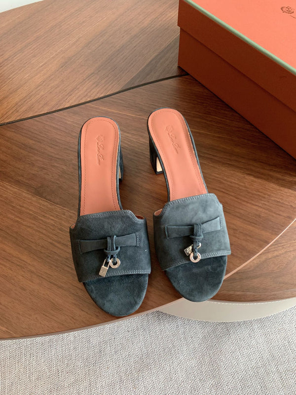 LP 26s Summer Mule Heels 60mm In Dark Grey Suede