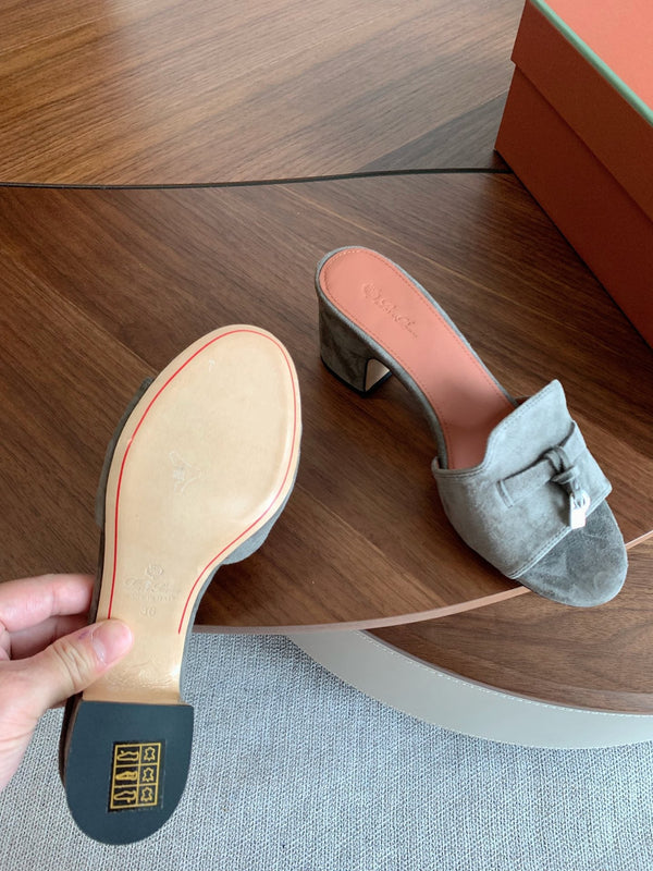 LP 26s Summer Mule Heels 60mm In Grey Suede