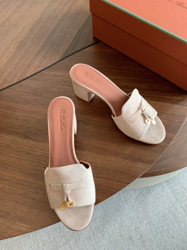 LP 26s Summer Mule Heels 60mm In Light Beige Suede