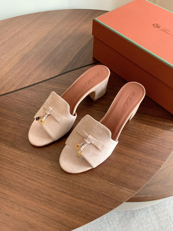 LP 26s Summer Mule Heels 60mm In Light Beige Suede