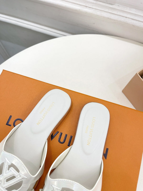 isola flat mule white calfskin