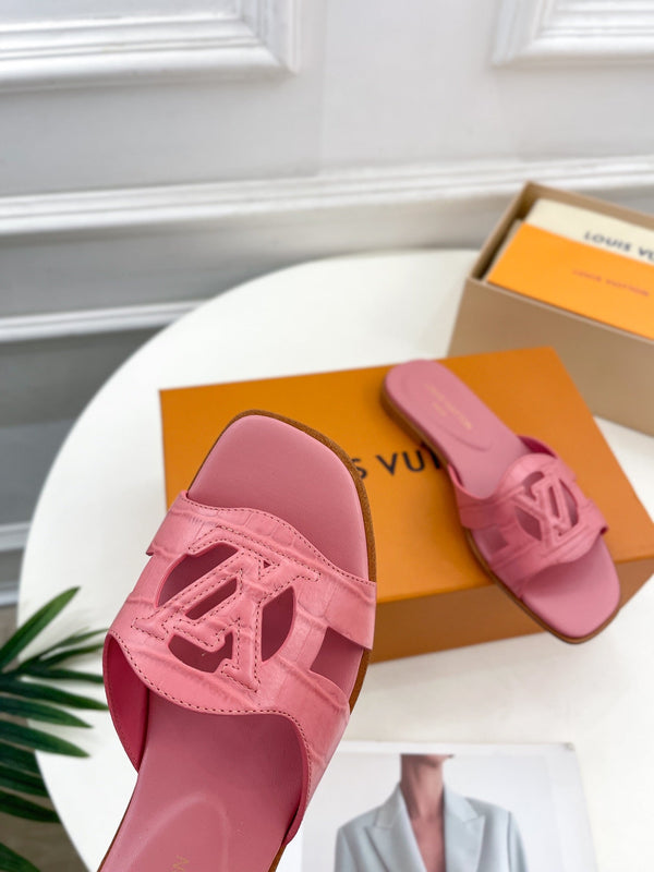 isola flat mule pink calfskin