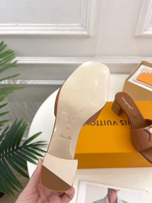 lv capri mule 45mm dark brown calfskin