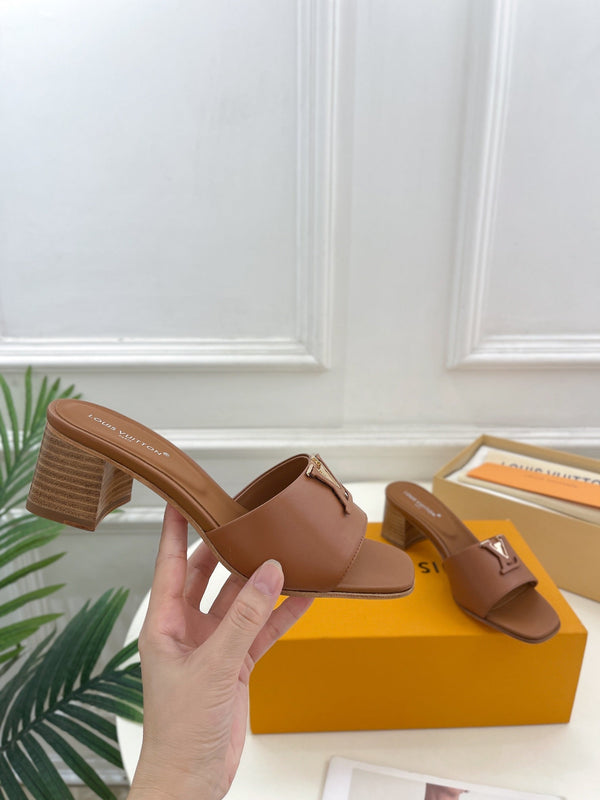 lv capri mule 45mm dark brown calfskin