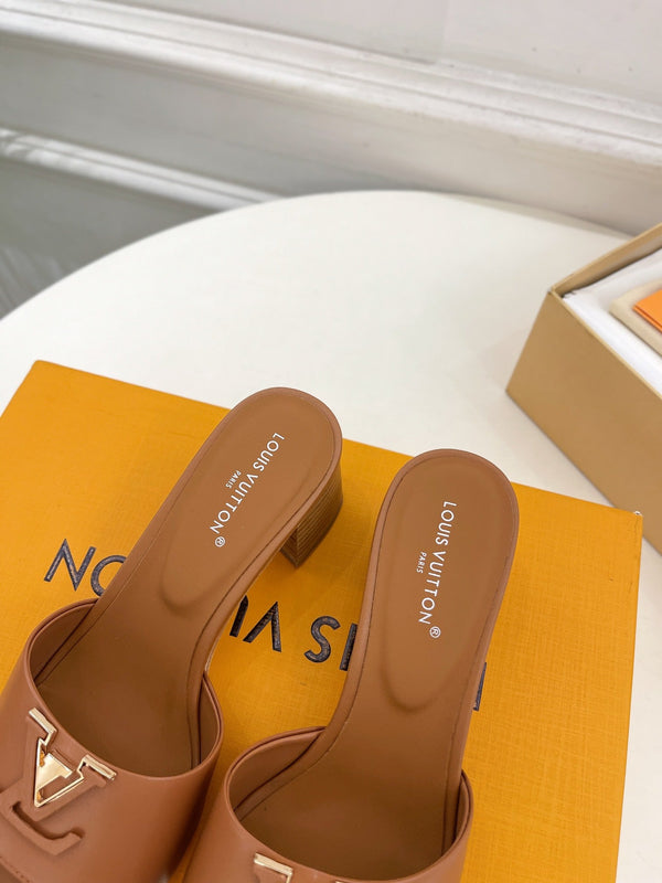 lv capri mule 45mm dark brown calfskin