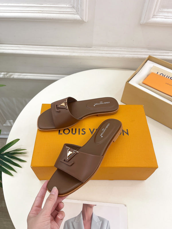 lv capri flat mule chocolate calfskin