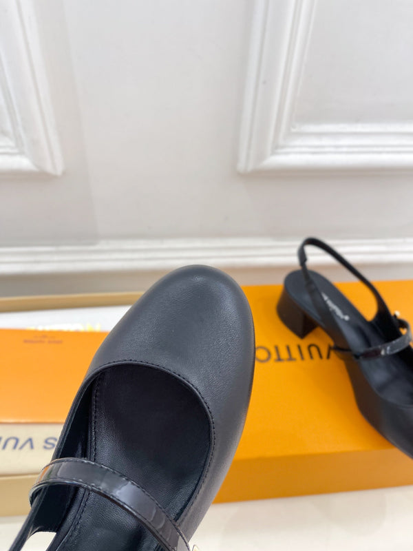 LV Romy Slingback Pump 35mm Black Plain Lambskin