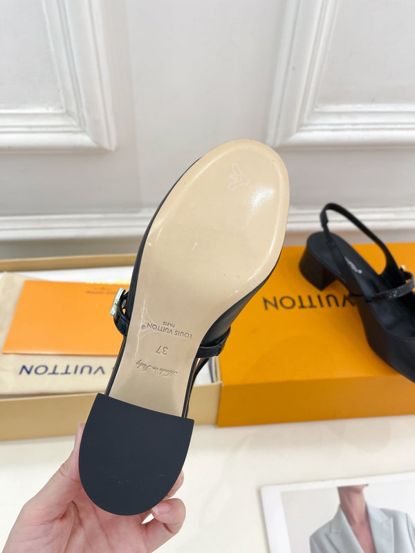 LV Romy Slingback Pump 35mm Black Plain Lambskin