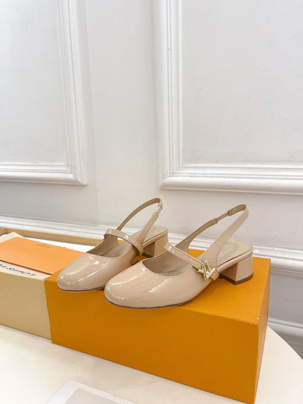 LV Romy Slingback Pump 35mm Glossy Beige Lambskin