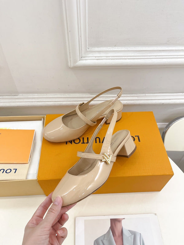 LV Romy Slingback Pump 35mm Glossy Beige Lambskin