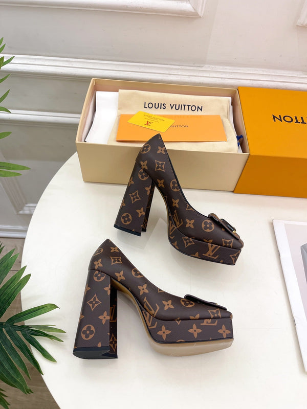 SHAKE MARY JANE HIGH HEEL 12 CM IN CHOCOLATE BROWN MONOGRAM CALFSKIN