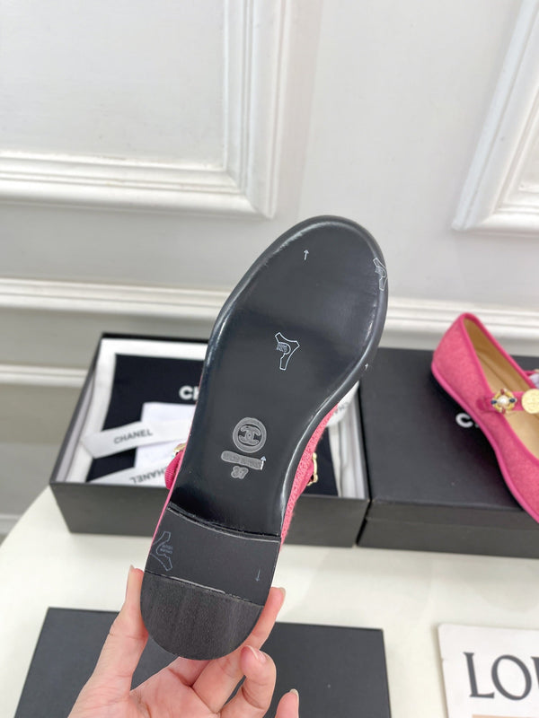 CC Ballet Flats 10mm Dark Pink Wool Tweed And Fabric 948828