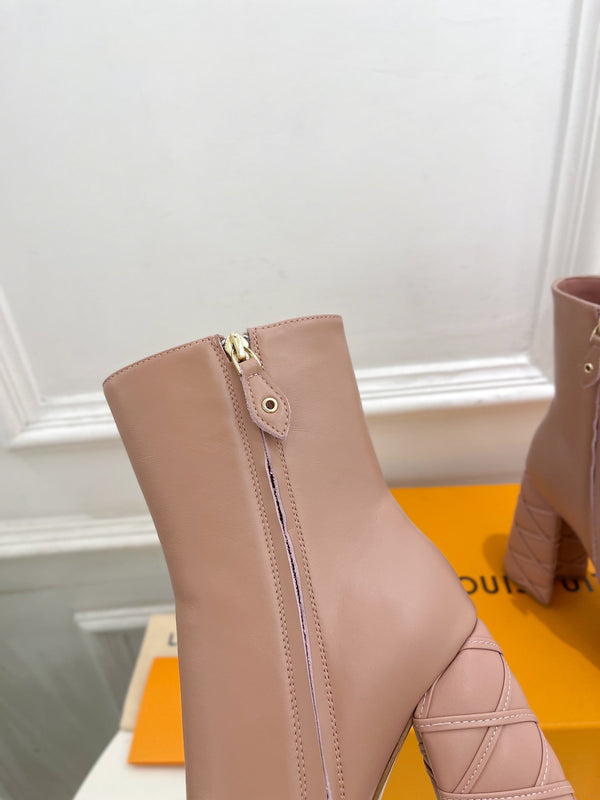 LV Shake Platform Ankle Boot 120mm Nude Pink Calfskin