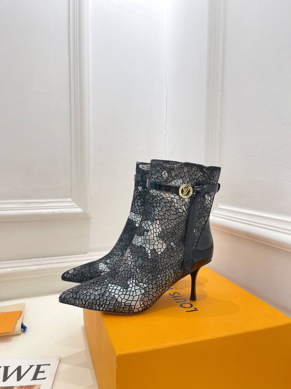 Stivaletto LV Stellar 70mm in pelle di vitello bianca e nera