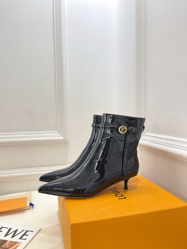 LV Stellar Ankle Boot 40mm Glossy Black Calfskin