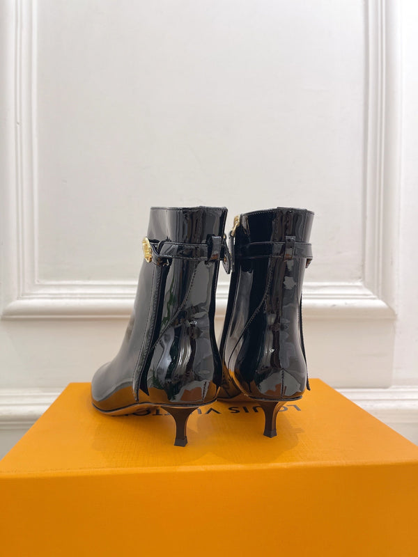 LV Stellar Ankle Boot 40mm Glossy Black Calfskin