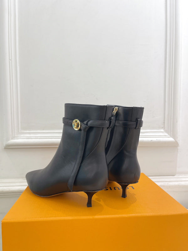 LV Stellar Ankle Boot 40mm Plain Black Calfskin