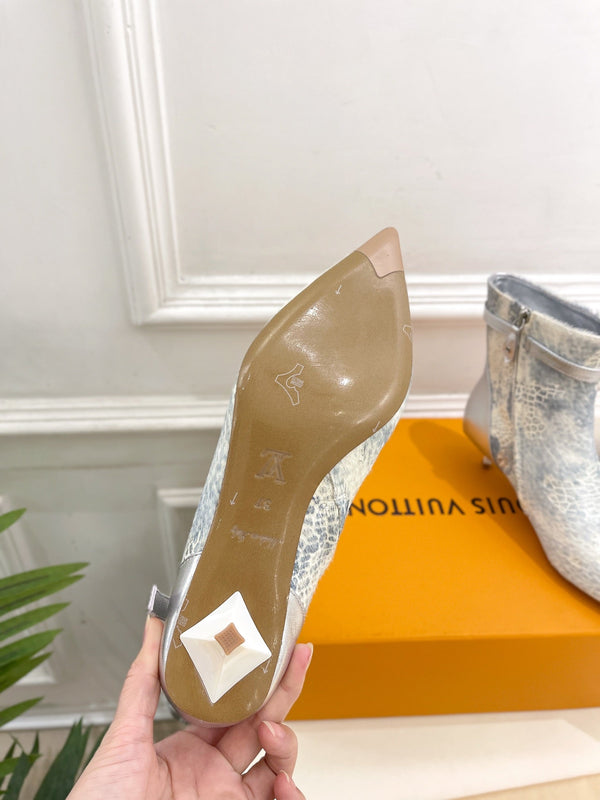 LV Stellar Ankle Boot 40mm White Mix Blue Calfskin