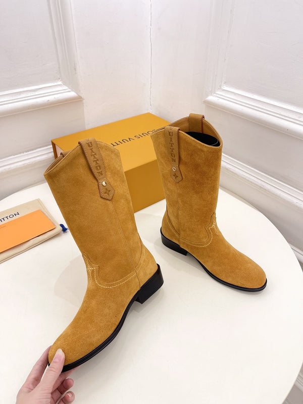 LV Rider Boot 30mm Brown Yellow Suede