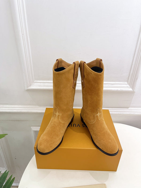 LV Rider Boot 30mm Brown Yellow Suede