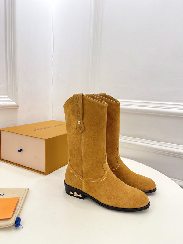LV Rider Boot 30mm Brown Yellow Suede