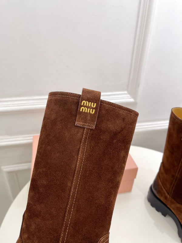 Miu short Boots Copper Brown Sude