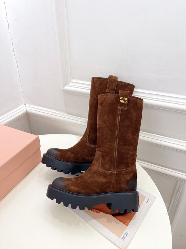 Miu short Boots Copper Brown Sude