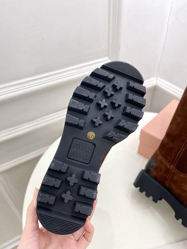 Miu short Boots Copper Brown Sude