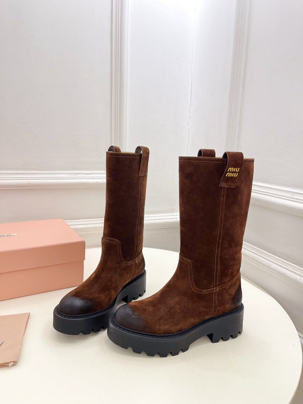 Miu short Boots Copper Brown Sude