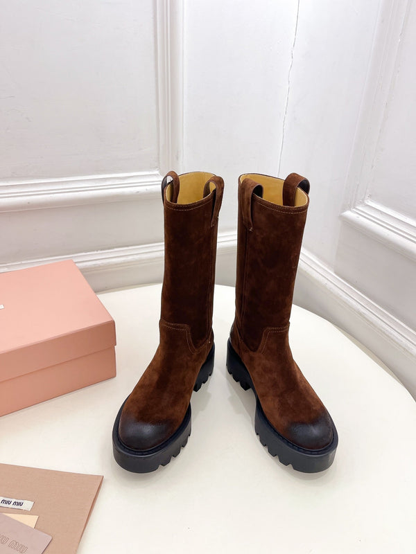 Miu short Boots Copper Brown Sude