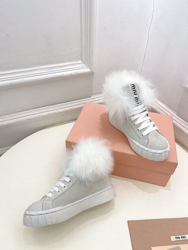 Miu Ankle Boots Smoke Gray Wool