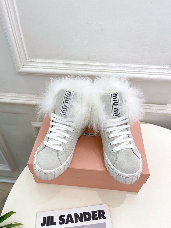 Miu Ankle Boots Smoke Gray Wool