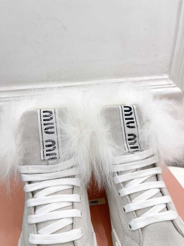 Miu Ankle Boots Smoke Gray Wool