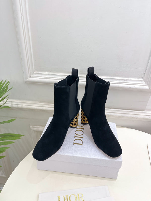 CD Icon Heeled Ankle Boot 80mm Black Suede