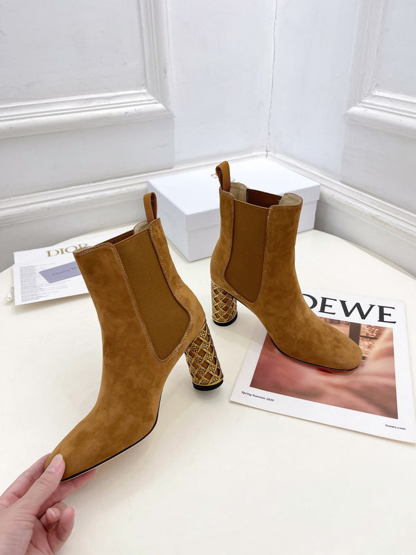 CD Icon Heeled Ankle Boot 80mm Brown Orange Suede