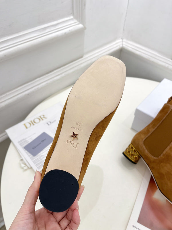 CD Icon Heeled Ankle Boot 40mm Brown Orange Suede