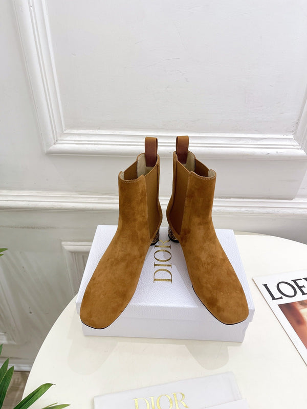 CD Icon Heeled Ankle Boot 40mm Brown Orange Suede