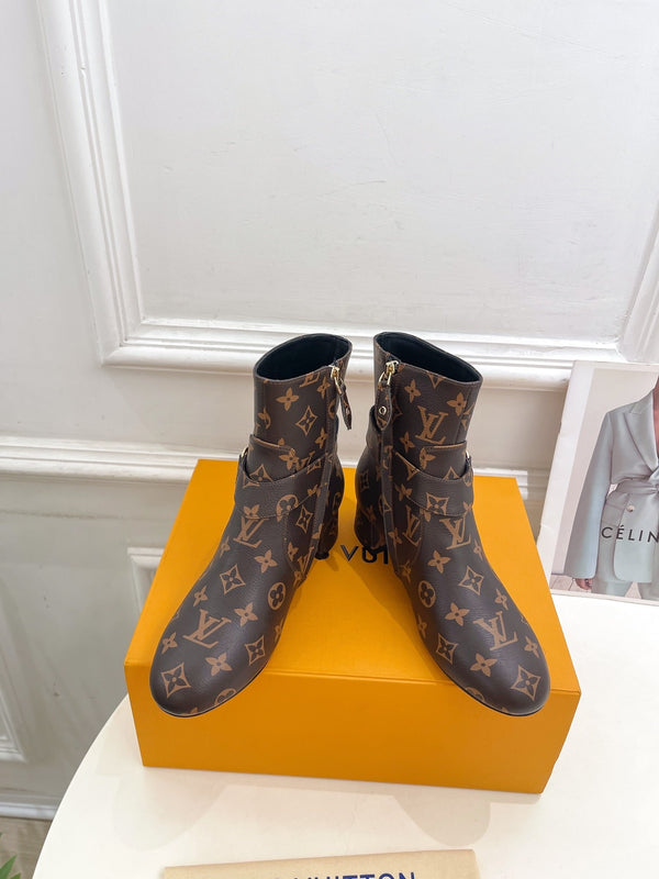 LV Ankle Boots 35mm Dark Brown Monogram Cowhide