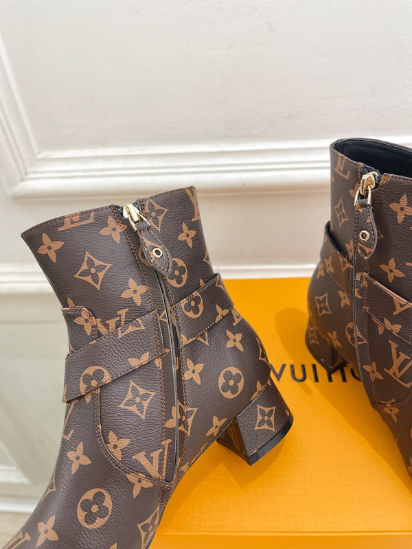 LV Ankle Boots 35mm Dark Brown Monogram Cowhide