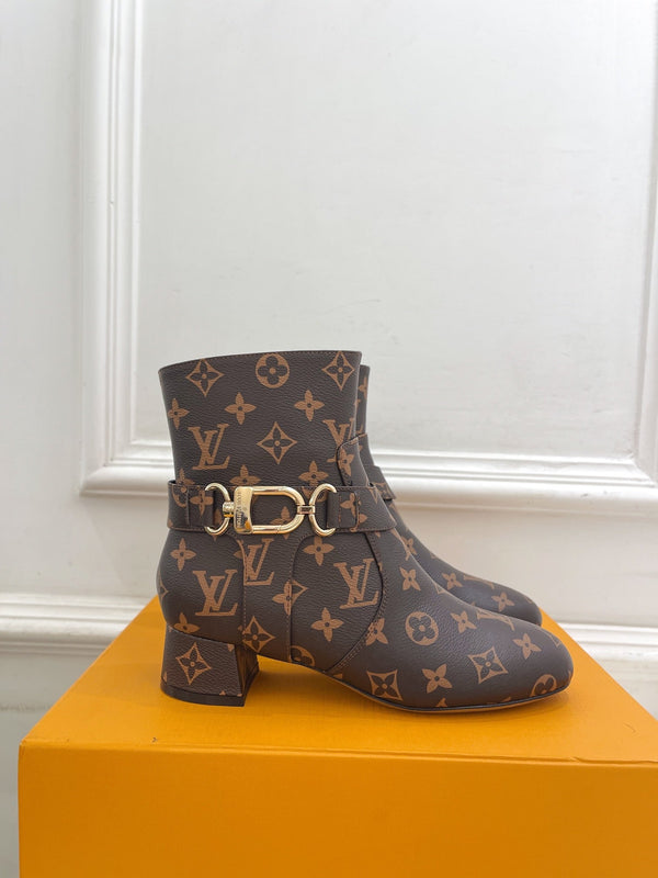 LV Ankle Boots 35mm Dark Brown Monogram Cowhide