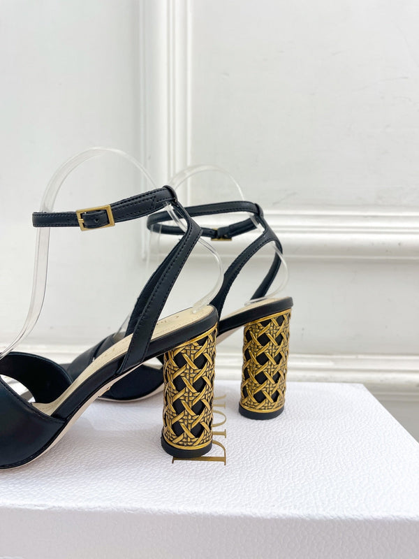 CD Icon Heeled Sandal 80mm Black Calfskin