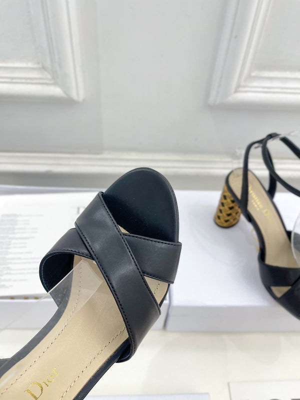 CD Icon Heeled Sandal 80mm Black Calfskin