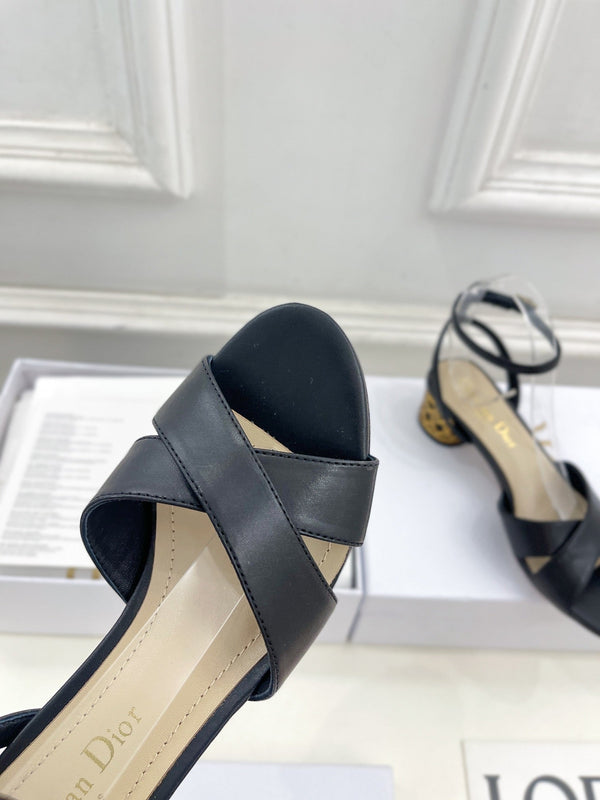 CD Icon Heeled Sandal 40mm Black Calfskin