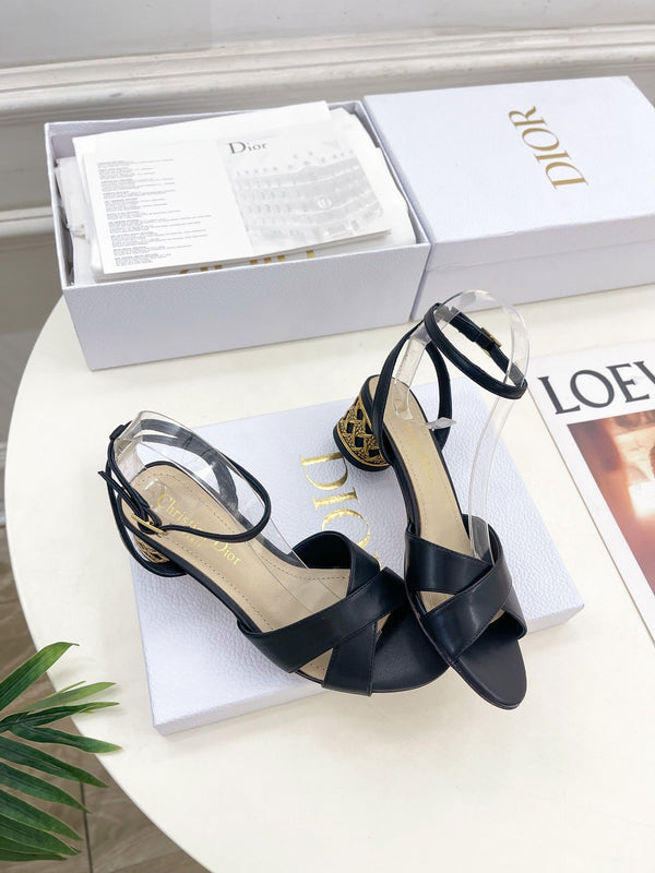 CD Icon Heeled Sandal 40mm Black Calfskin