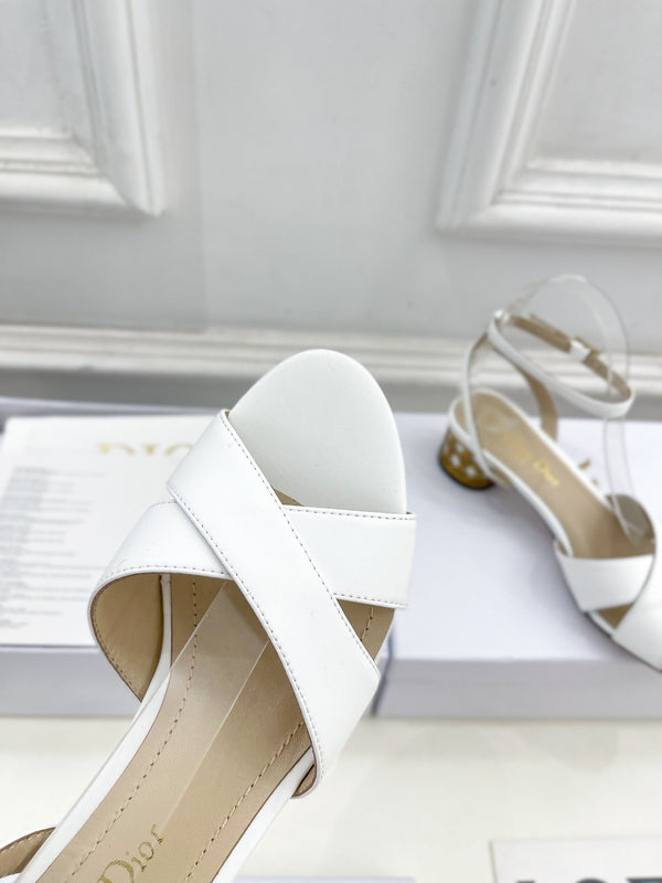 CD Icon Heeled Sandal 40mm White Calfskin