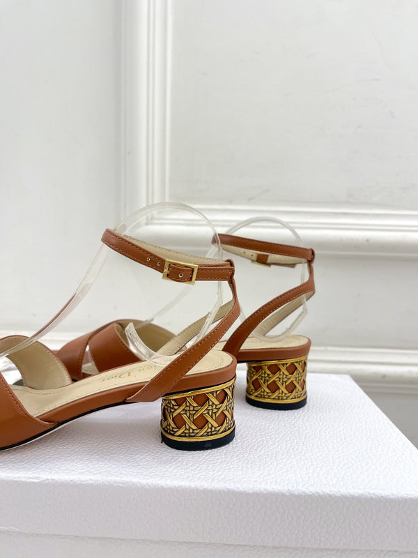 CD Icon Heeled Sandal 40mm Brown Calfskin