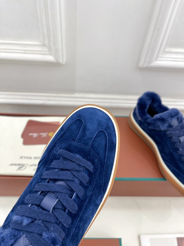 LP Tennis Walk Sneaker In Navy Blue Suede Lined With Wool Fleece 988268