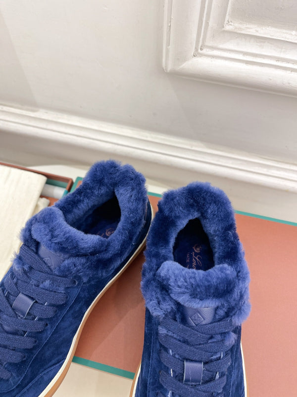 LP Tennis Walk Sneaker In Navy Blue Suede Lined With Wool Fleece 988268