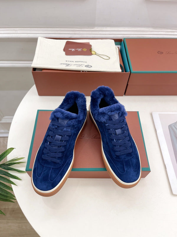 LP Tennis Walk Sneaker In Navy Blue Suede Lined With Wool Fleece 988268