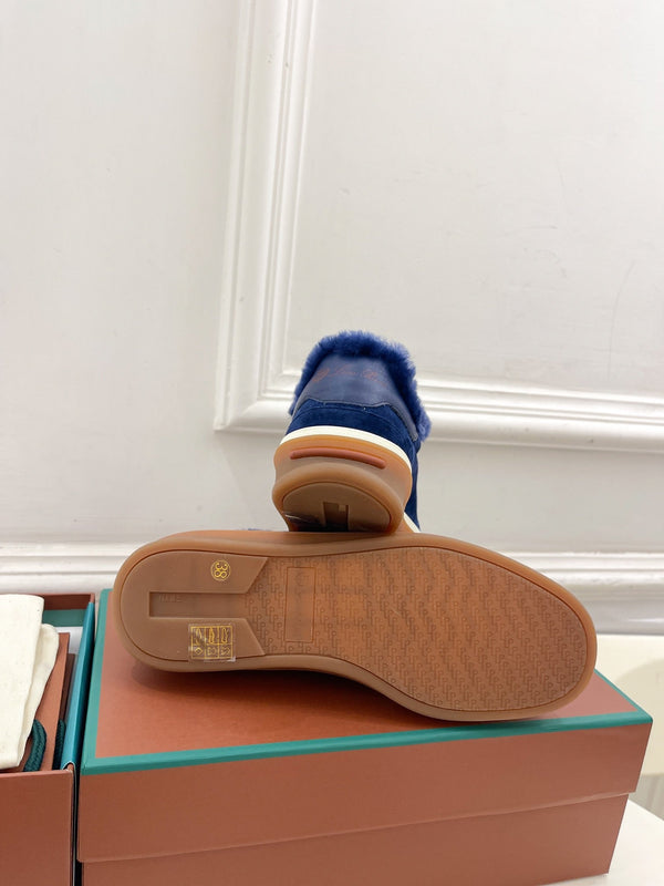 LP Tennis Walk Sneaker In Navy Blue Suede Lined With Wool Fleece 988268